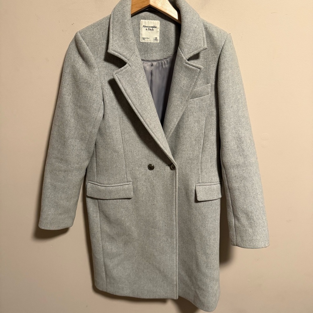 Abercrombie & Fitch Wool Blend Gray Double-Breasted Peacoat- Size XS P